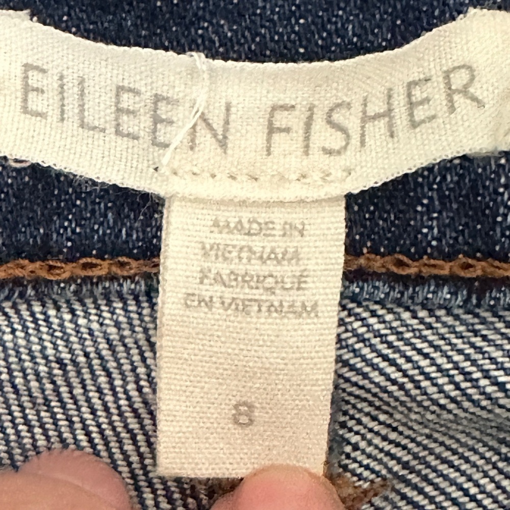 Eileen Fisher Straight Leg Jeans Size 8 Organic Cotton Premium Denim Lagenlook - Picture 5 of 6